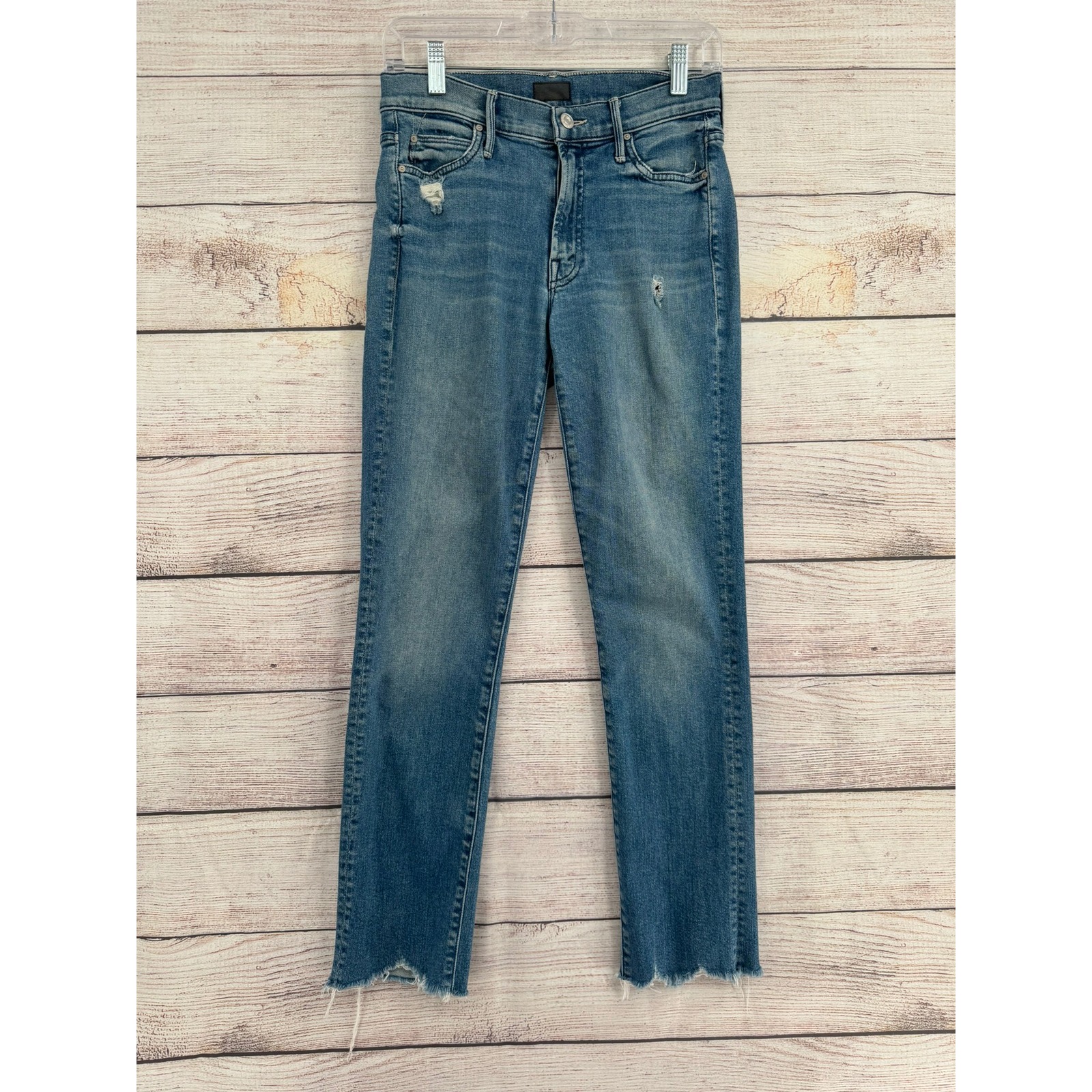 Mother The Rascal Ankle Chew Jeans Women 26 Blue Dancing The Hula Distressed Raw